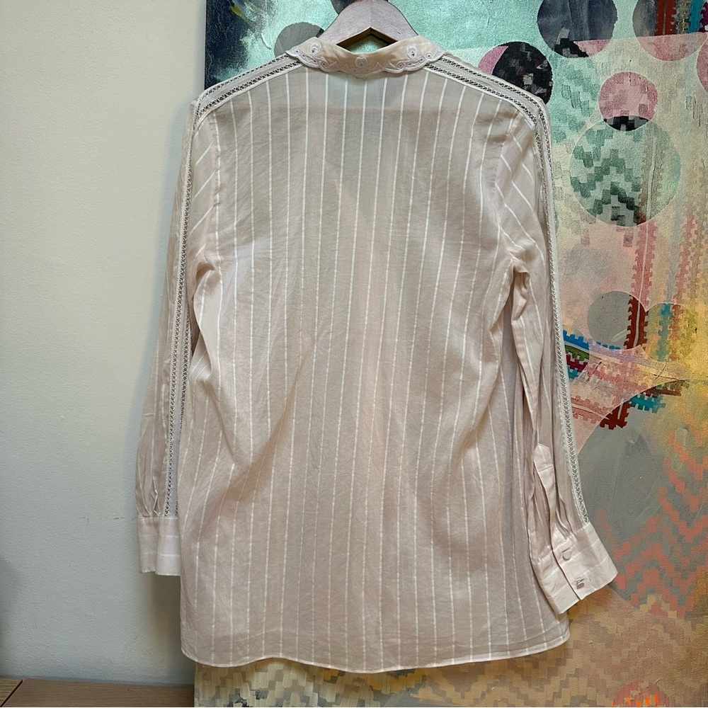 Jonathan Simkhai Pink and white pin-striped silk and lace Top - Picture 7 of 9